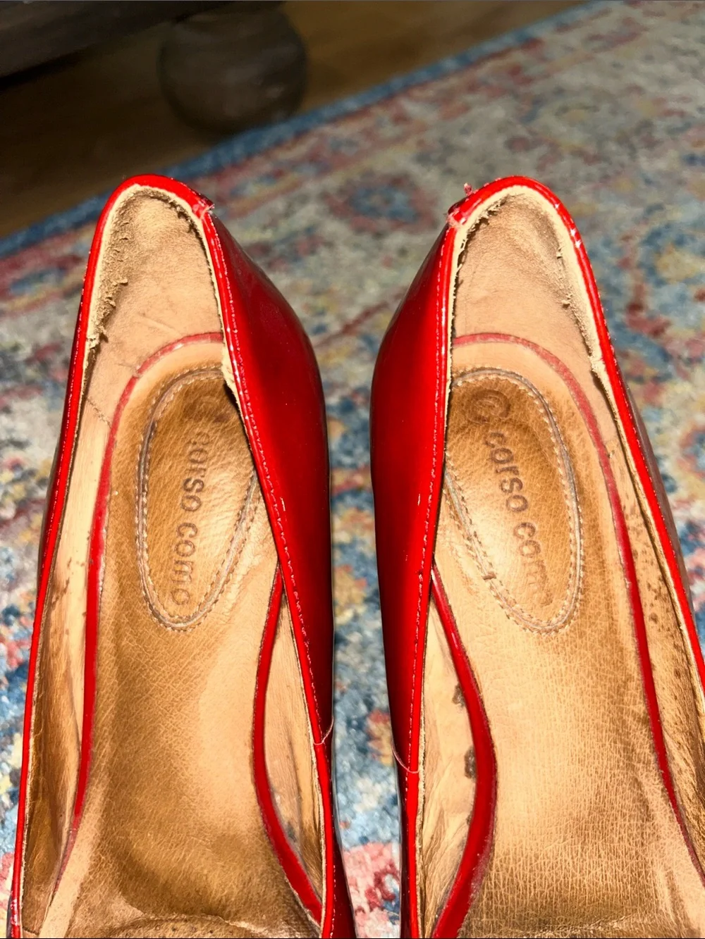 Corso Como Red Patent Round-Toe Pumps